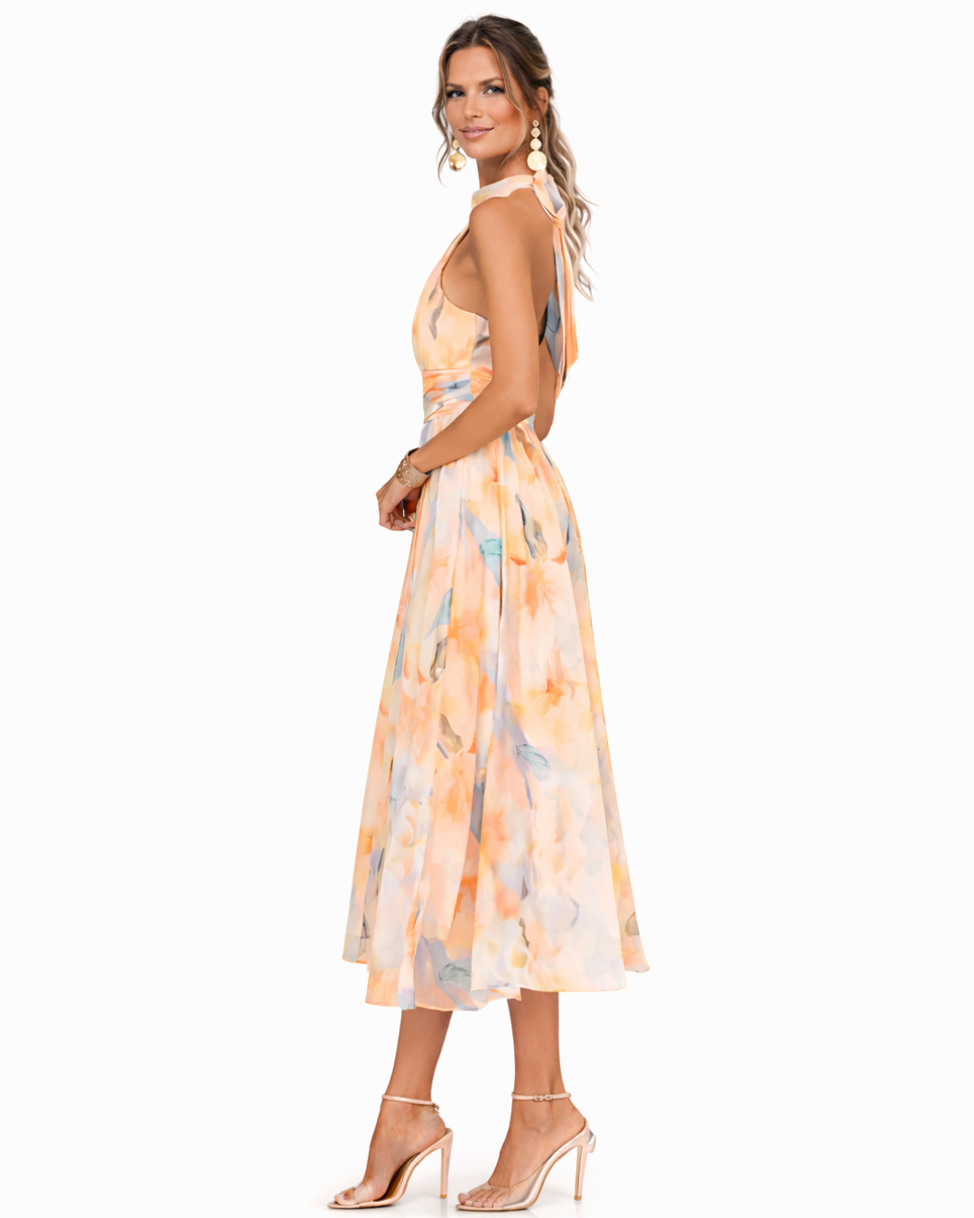 Aurora | Vestido Halter con Estampado Acuarela