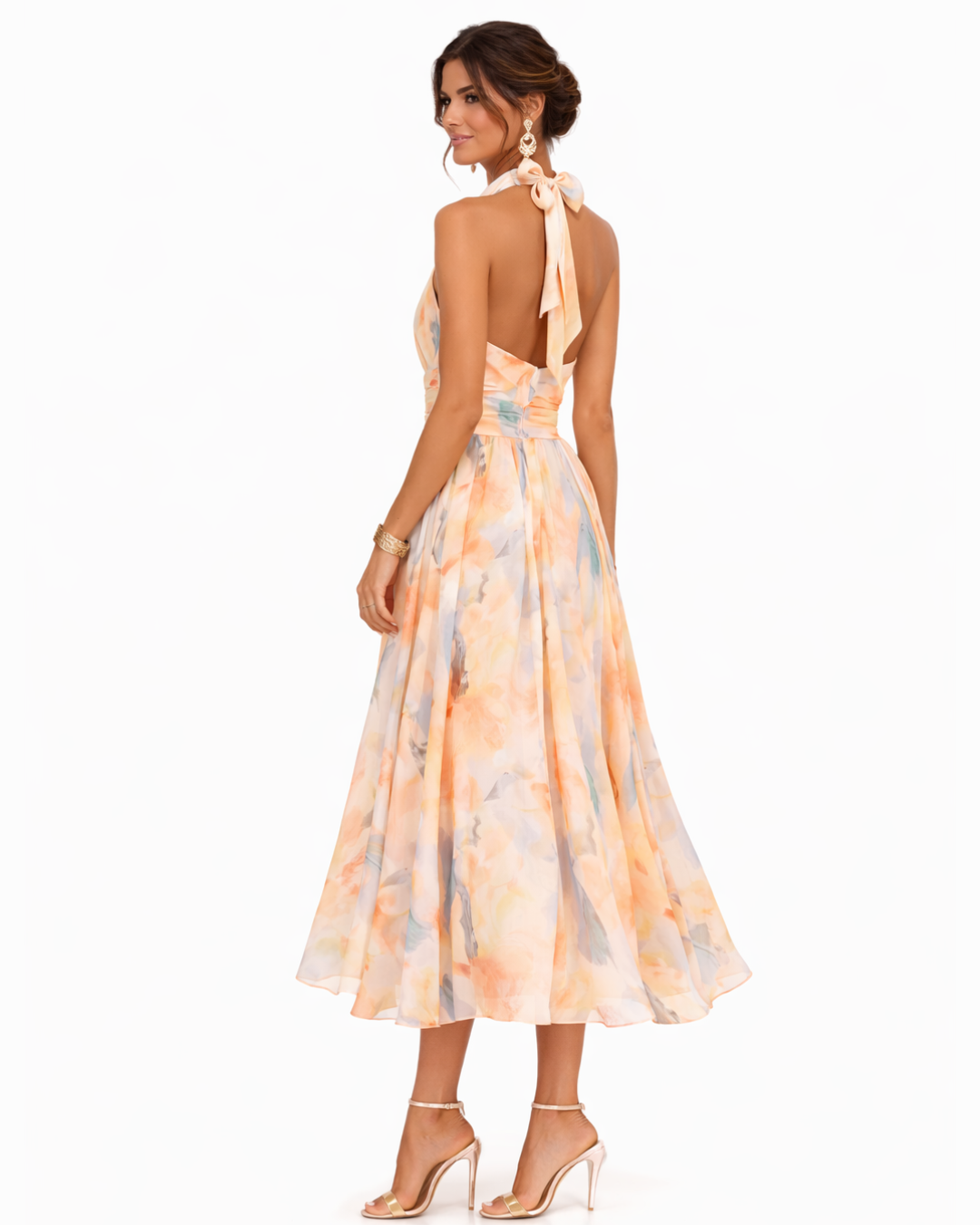Aurora | Vestido Halter con Estampado Acuarela