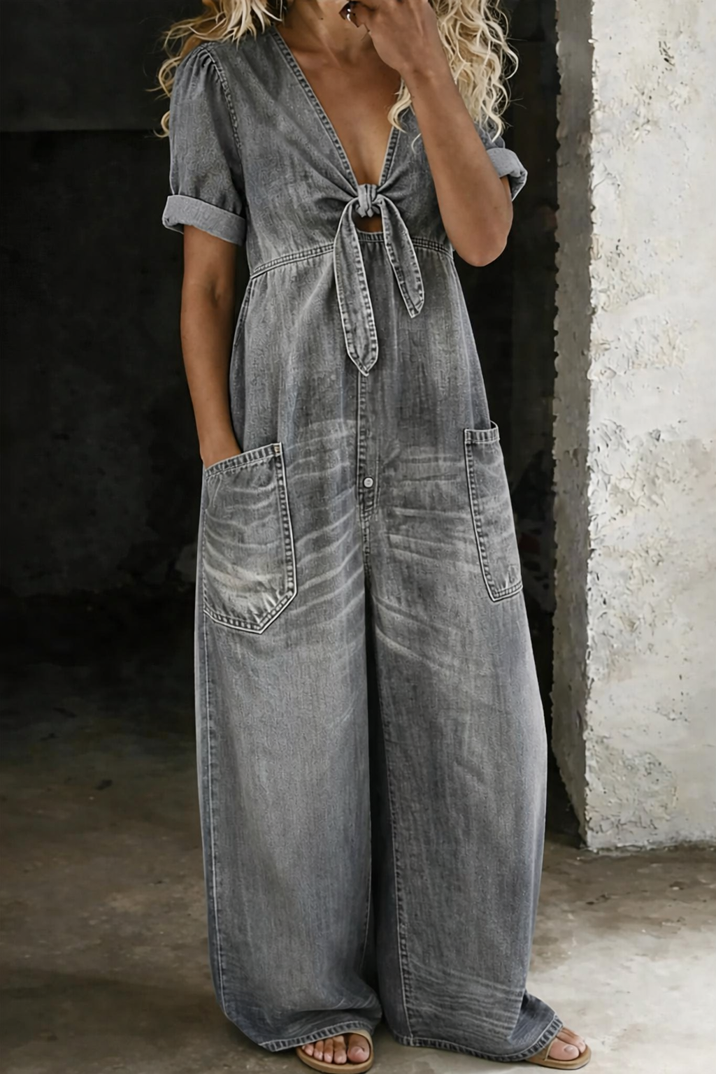 Maya™ | Mono denim cuello en V