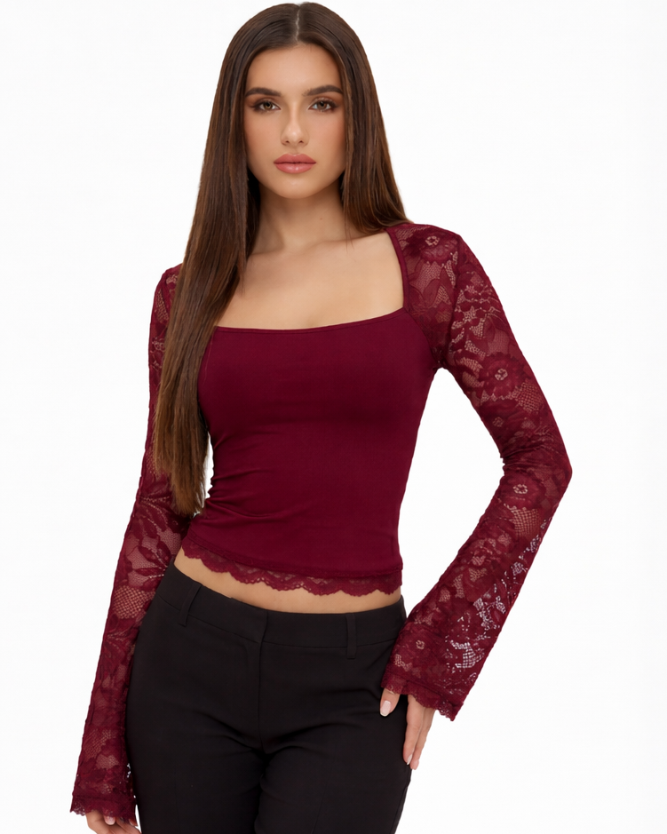 AMARA | Top Manga Larga Lace Affair