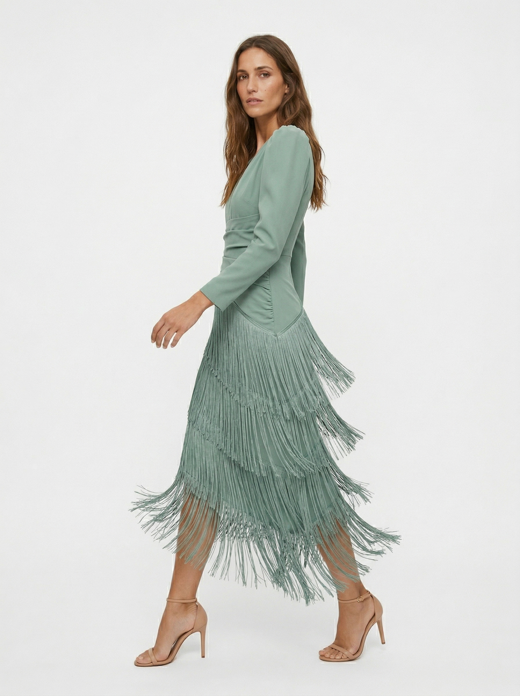 Clara | Vestido elegante de flecos con mangas