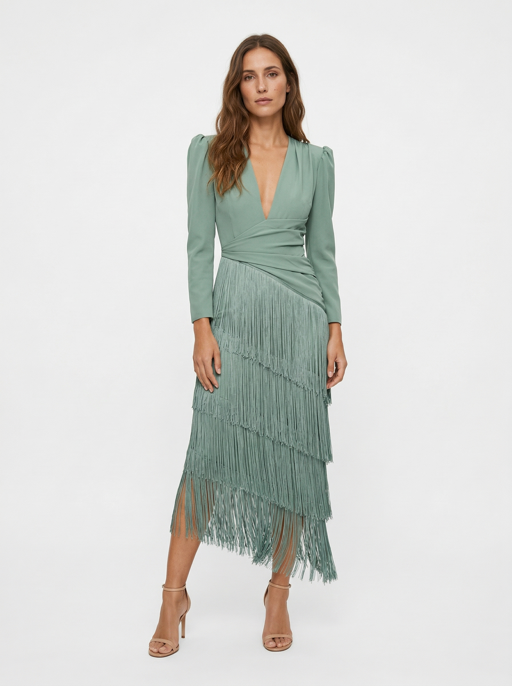 Clara | Vestido elegante de flecos con mangas