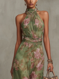 Serena · Vestido Largo Floral en Chiffon con Escote Halter