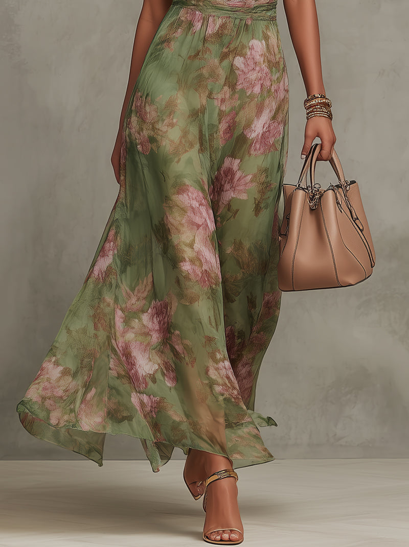 Serena · Vestido Largo Floral en Chiffon con Escote Halter